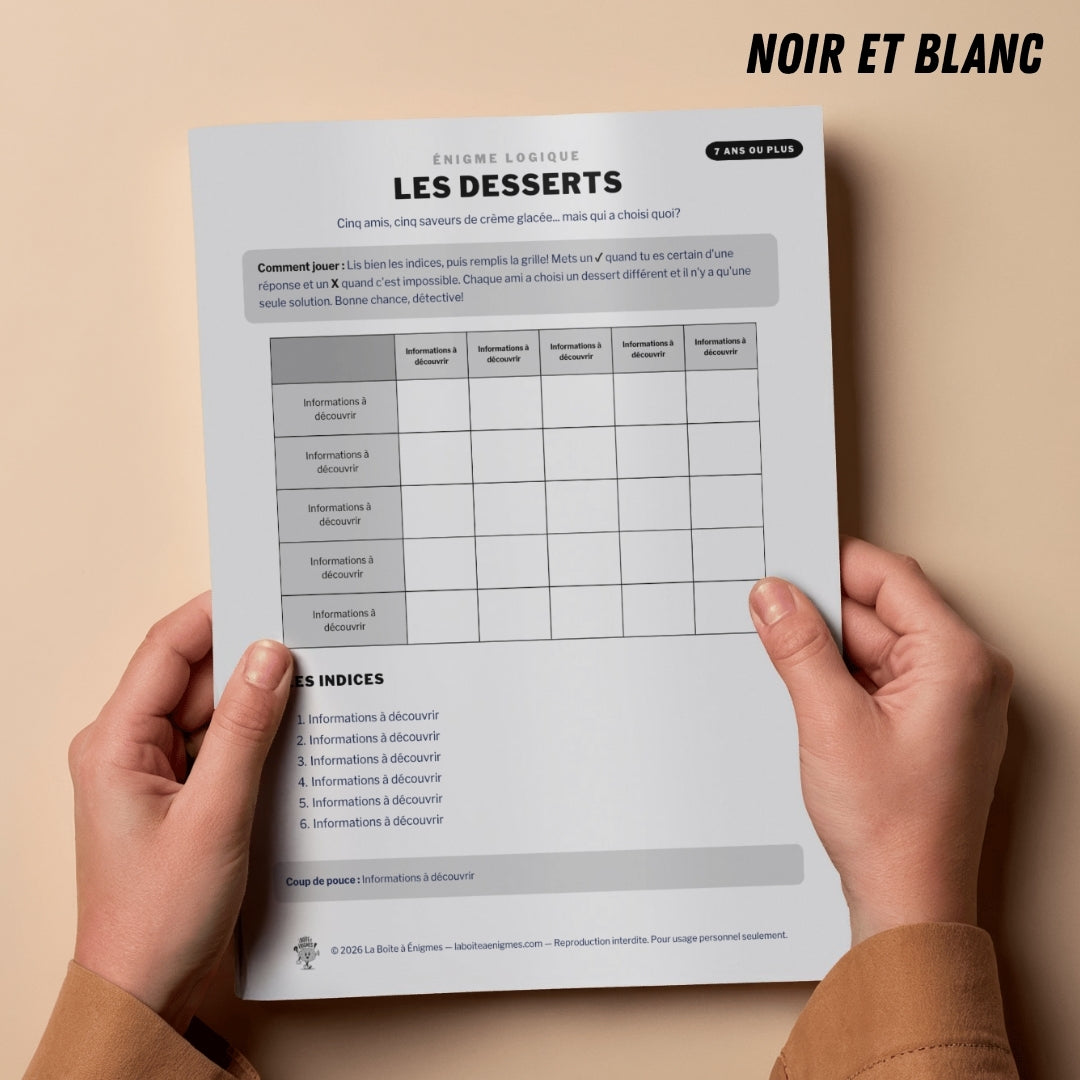 Ressource à imprimer : Les Desserts