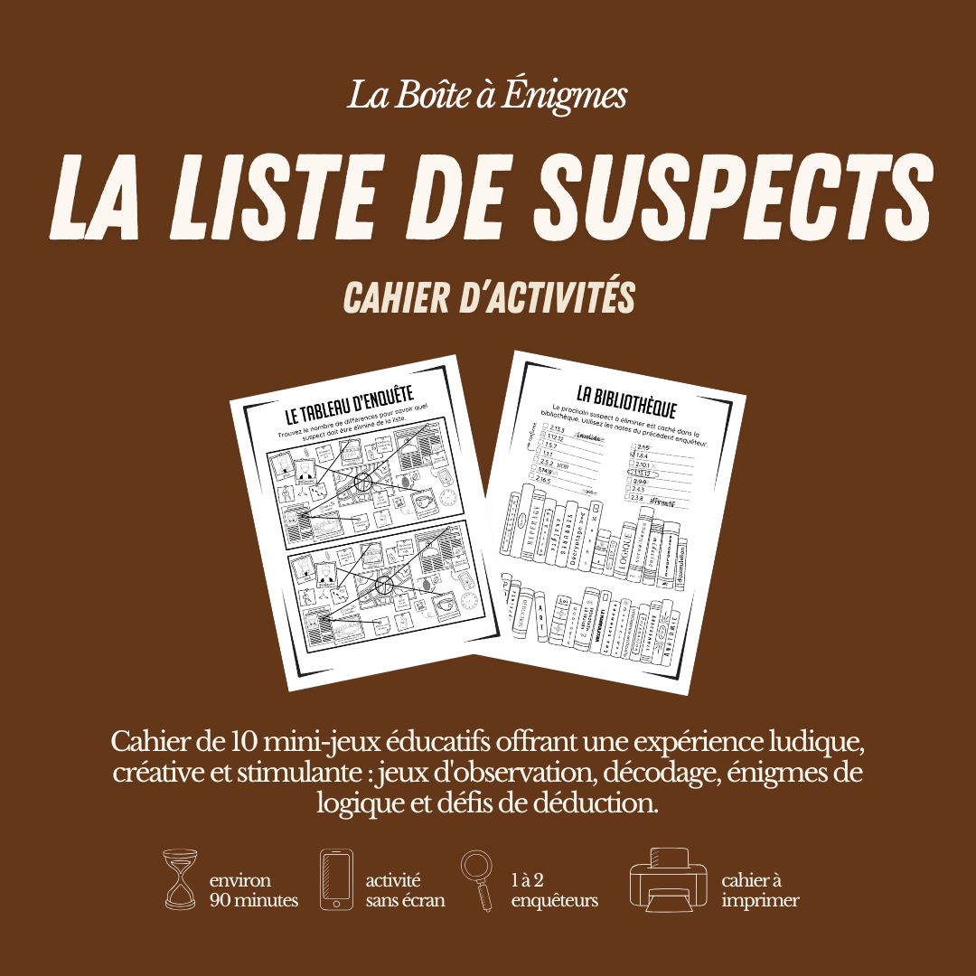 Cahier d'activités : La liste de suspects