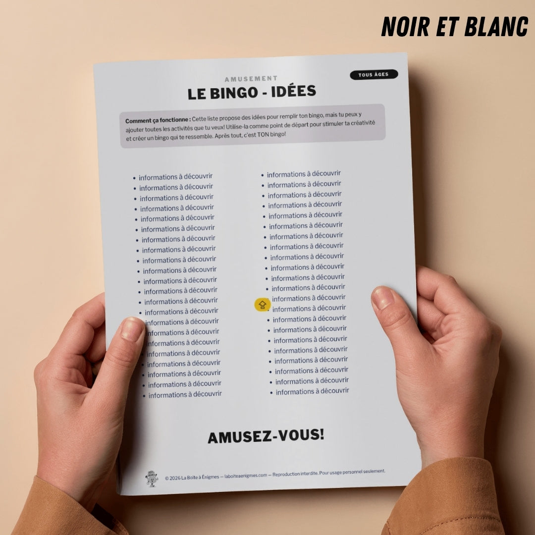 Ressource à imprimer : Le Bingo
