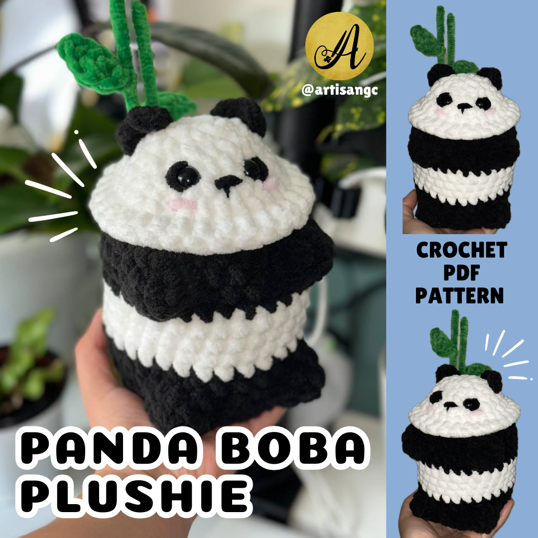 Crochet Panda Boba Plushie Pattern PDF Download