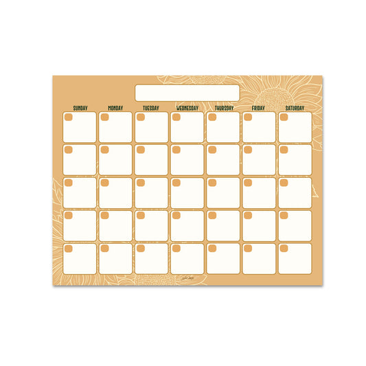 Golden Sunflower Monthly Planner - 15 Pages